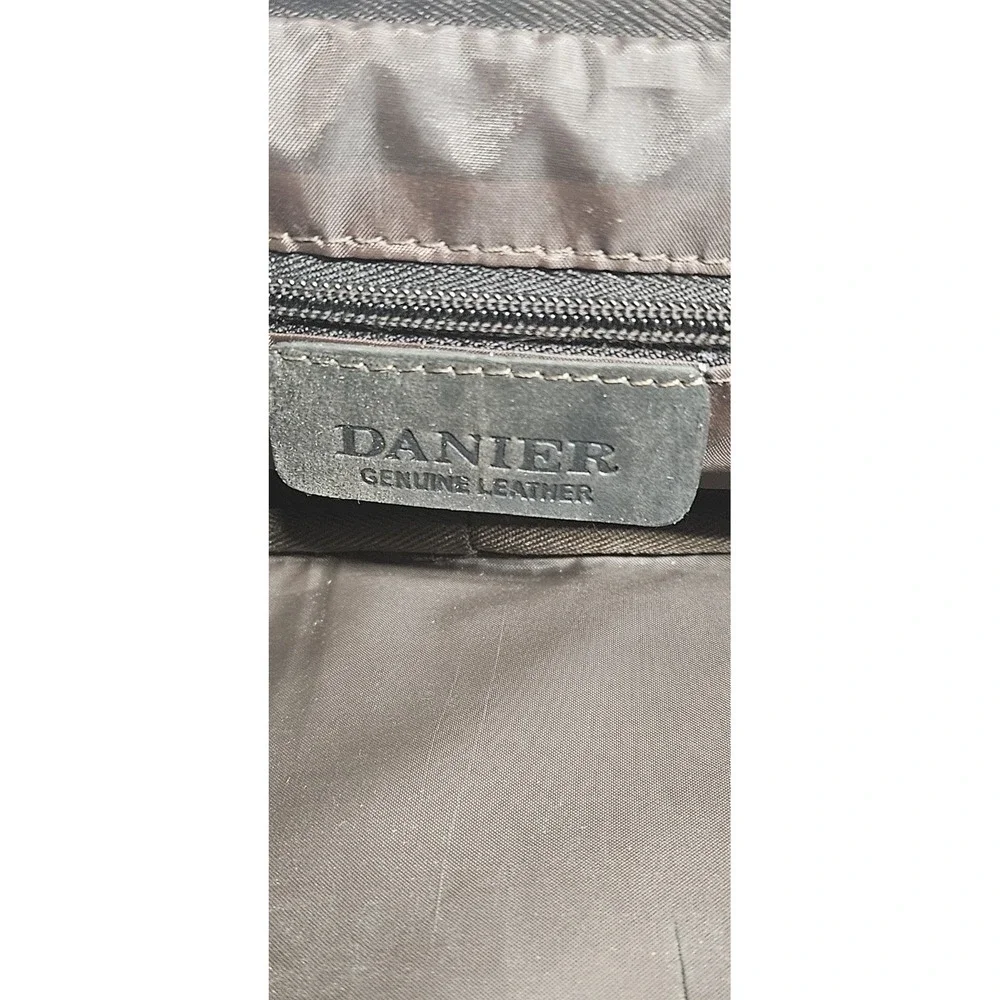 DANIER brown structured  toiletry‎ bag two compartments large 6.5' H x11